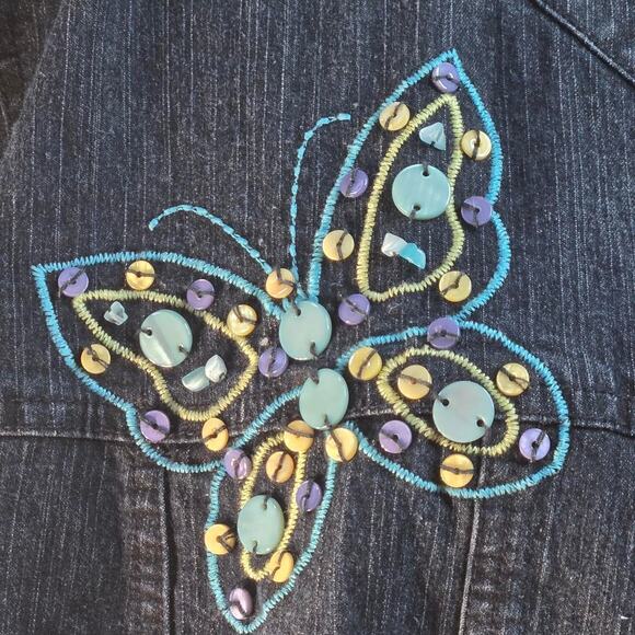 Alfred Dunner beaded butterfly denim jacket size 20W - Picture 3 of 7